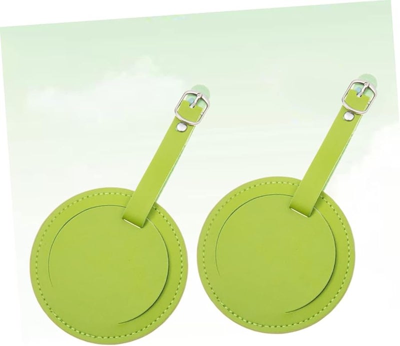 2 Pcs Round PU Leather Luggage Tags with Buckle for Suitcases Backpacks Travel Bags - Image 4
